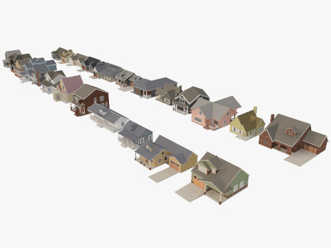 House Collection 24 Low Poly 3Dモデル