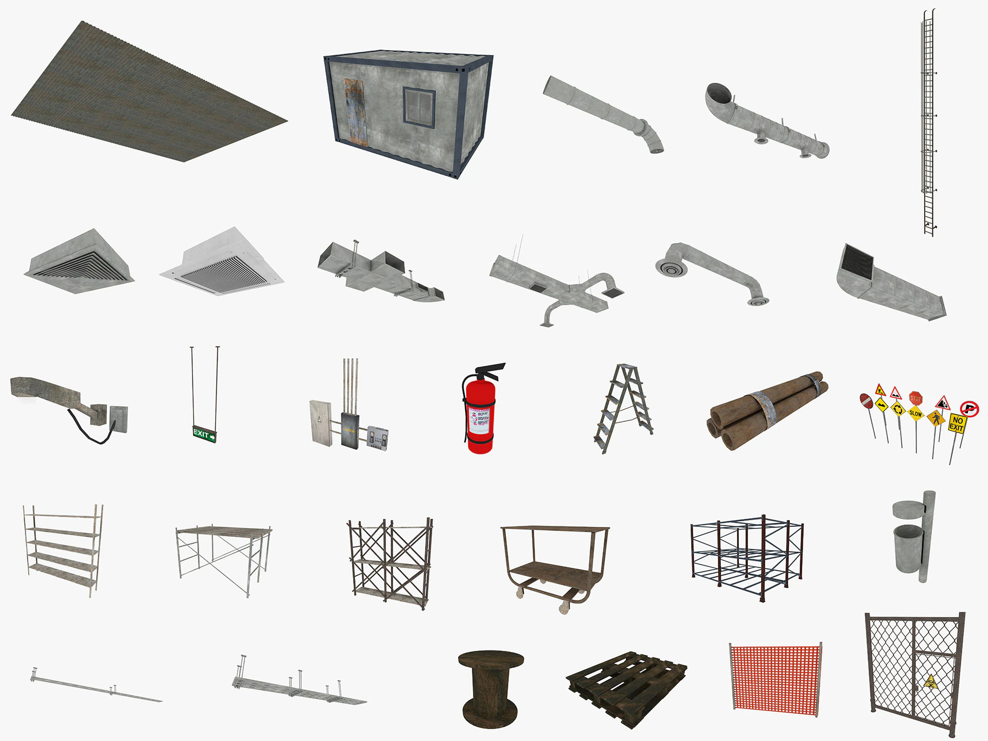 Pacote de armaz&eacute;m industrial Modelo 3D .c4d .max .obj .3ds .fbx .stl .blend 
