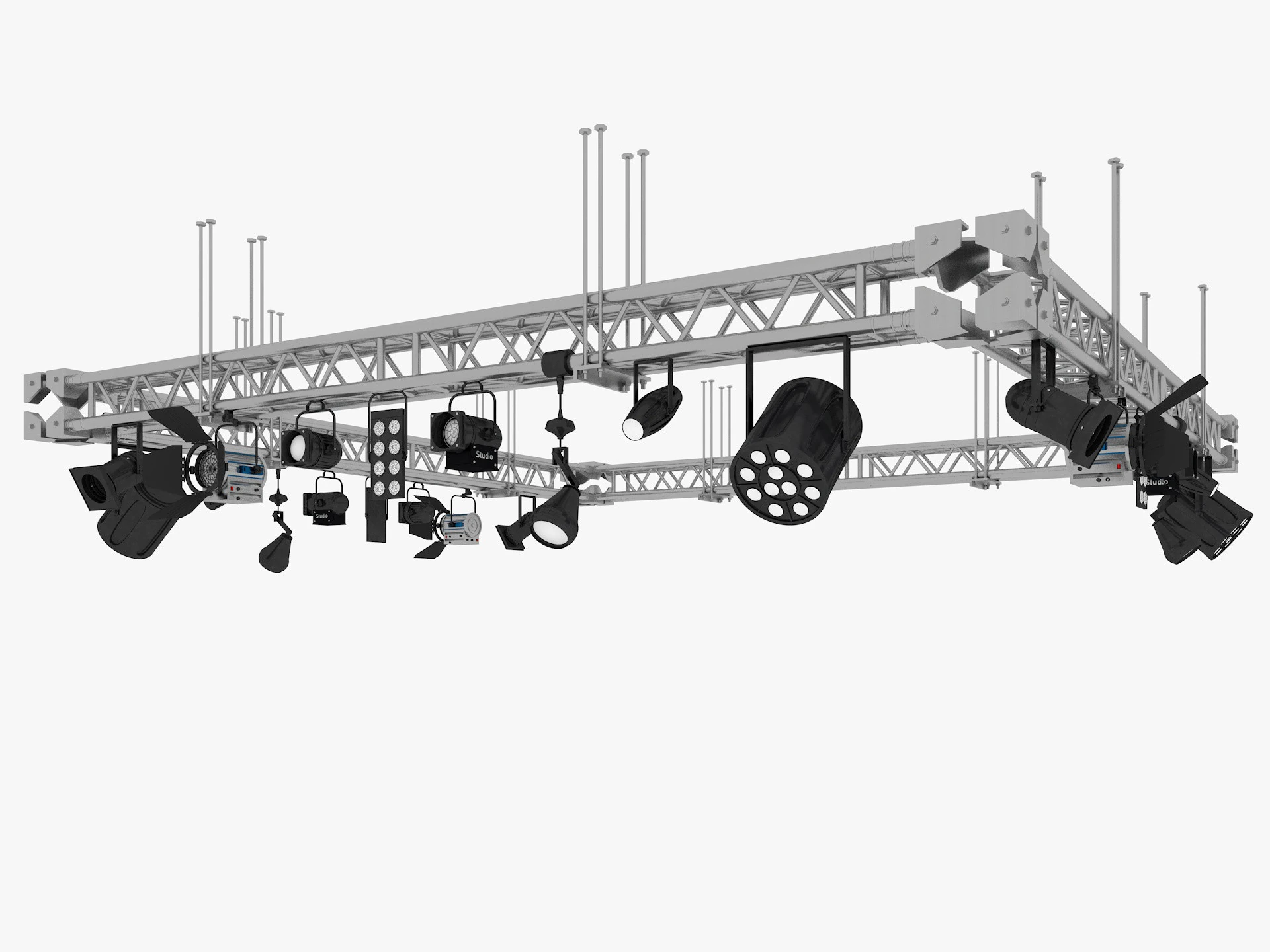 Light Truss 4 3D Model .c4d .max .obj .3ds .fbx .stl .blend 