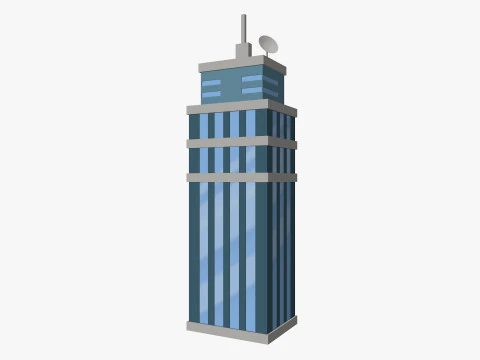 Cartoon skyscraper building 1 low poly 3D Model