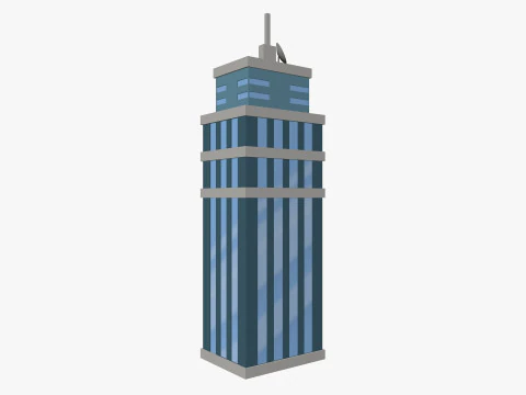 Cartoon skyscraper building 1 low poly 3D Model