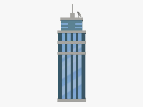 Cartoon skyscraper building 1 low poly Modelo 3D