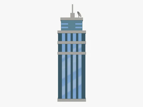 Cartoon skyscraper building 1 low poly 3D Model