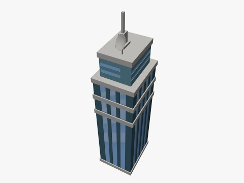 Cartoon skyscraper building 1 low poly Modelo 3D