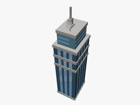 Cartoon skyscraper building 1 low poly 3D Model
