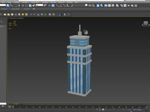 Cartoon skyscraper building 1 low poly 3D Model