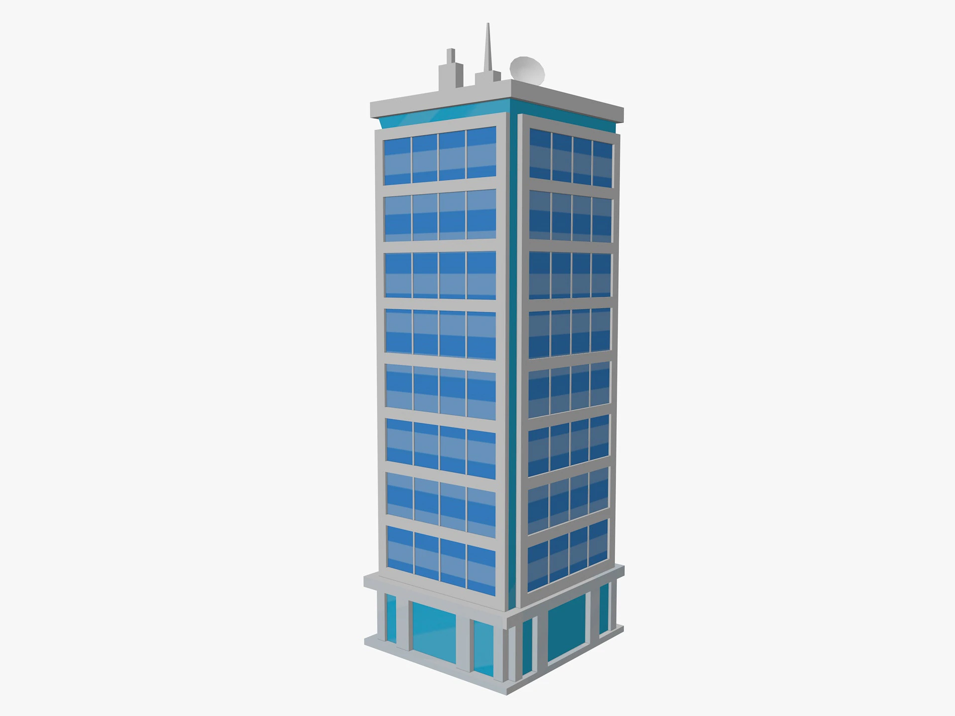 Cartoon skyscraper building 2 Low-poly 3D Model .c4d .max .obj .3ds .fbx .stl .blend 
