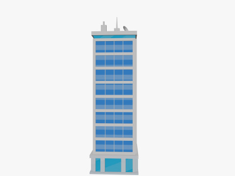 Cartoon skyscraper building 2 Low-poly 3D Model