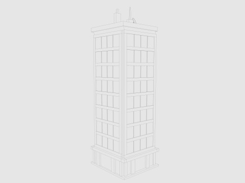 Cartoon skyscraper building 2 Low-poly 3D Model