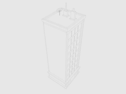 Cartoon skyscraper building 2 Low-poly 3D Model