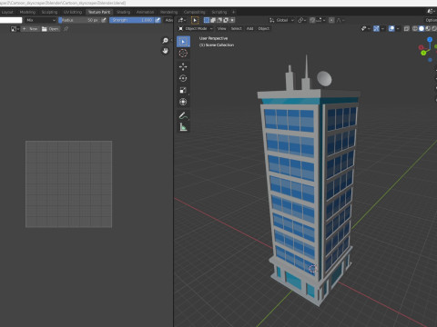 Cartoon skyscraper building 2 Low-poly 3D Model