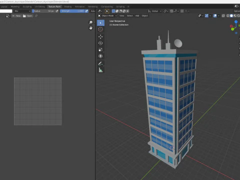 Cartoon skyscraper building 2 Low-poly 3D Model