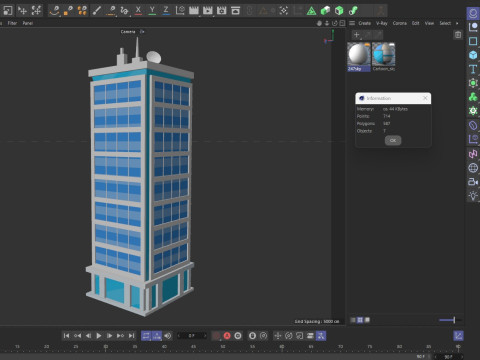 Cartoon skyscraper building 2 Low-poly 3D Model