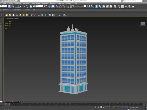 Cartoon skyscraper building 2 Low-poly 3D Model