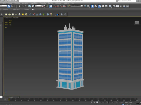 Cartoon skyscraper building 2 Low-poly 3D Model