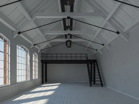 Loft interior Scene 3D Model