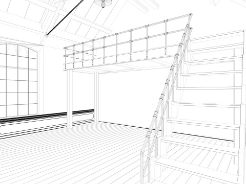 Loft interior Scene 3D-Modell