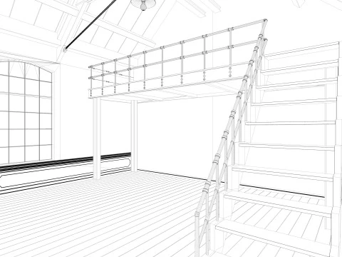 Loft interior Scene 3D Model
