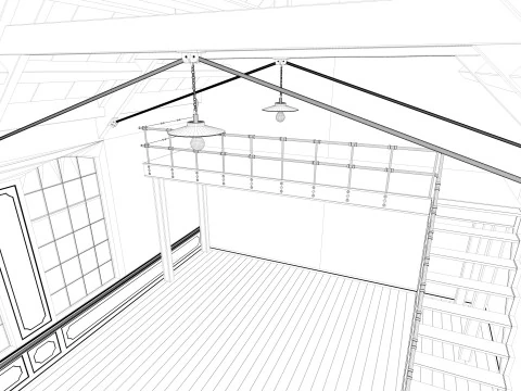 Loft interior Scene 3D Model