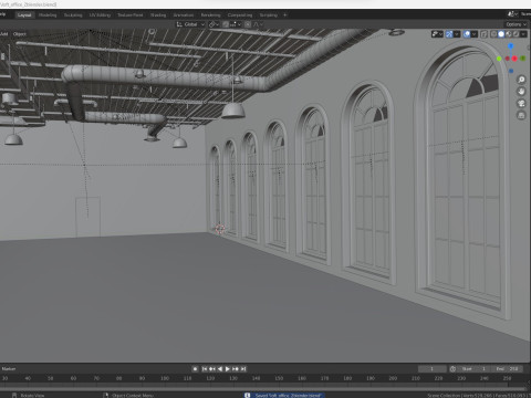 Loft office interior 2 3D Model