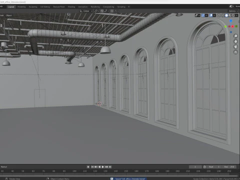 Loft office interior 2 3D Model