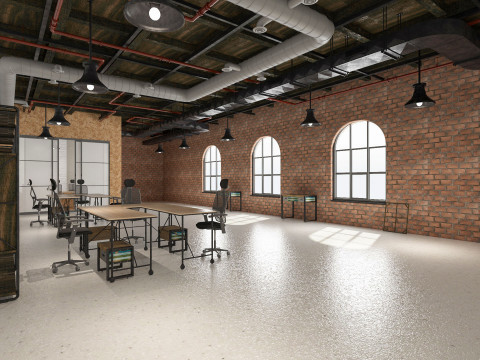 Loft office interior 3 Modello 3D
