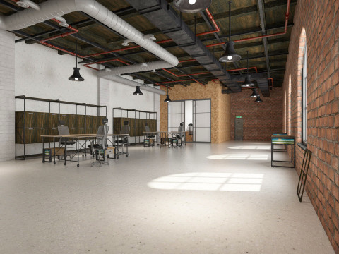 Loft office interior 3 3D Model