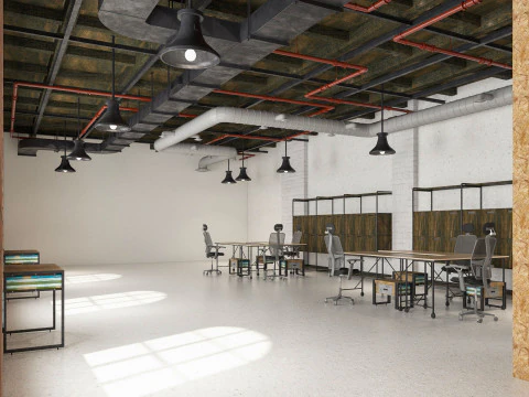 Loft office interior 3 3D Model