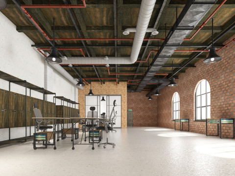 Loft office interior 3 3D Model