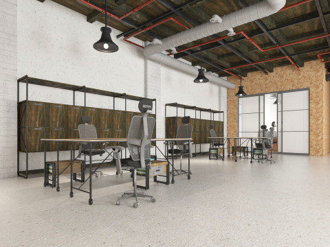 Loft office interior 3 3D Model