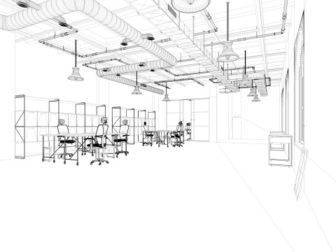 Loft office interior 3 3D Model