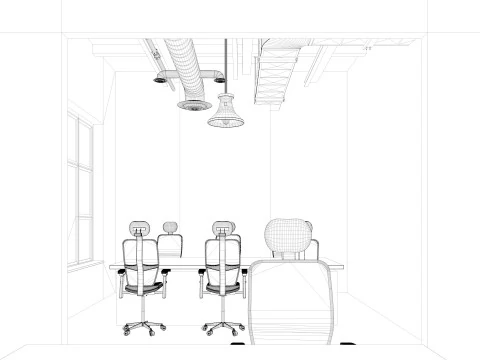Loft office interior 3 3D Model