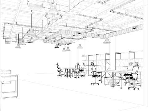 Loft office interior 3 3D Model