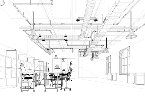 Loft office interior 3 3D Model