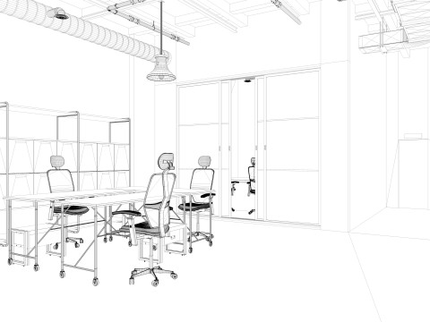 Loft office interior 3 3D Model