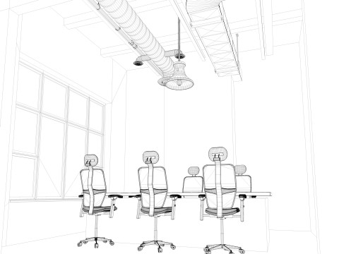 Loft office interior 3 3D Model