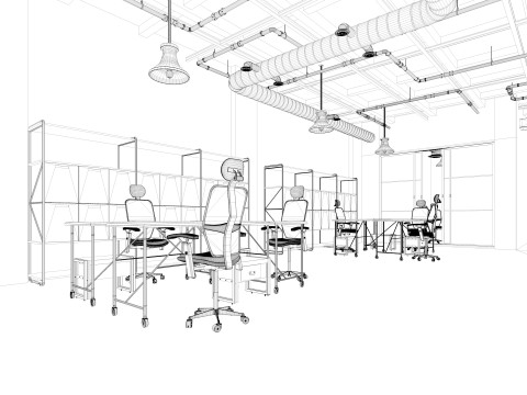 Loft office interior 3 3D Model