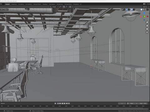 Loft office interior 3 3D Model