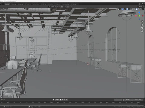 Loft office interior 3 3D Model