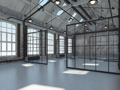 Loft Office interior 4 3D मॉडल