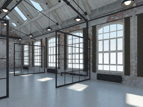 Loft Office interior 4 3D मॉडल