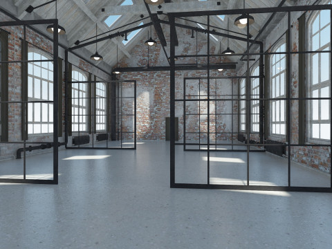 Loft Office interior 4 3D मॉडल
