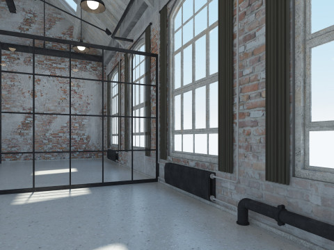 Loft Office interior 4 3D मॉडल