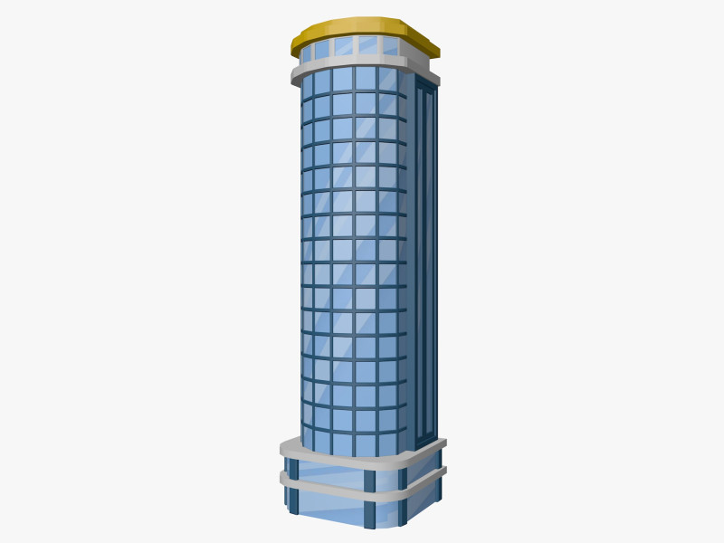 Cartoon skyscraper building 3 Low-poly 3D Модель .c4d .max .obj .3ds .fbx .stl .blend 