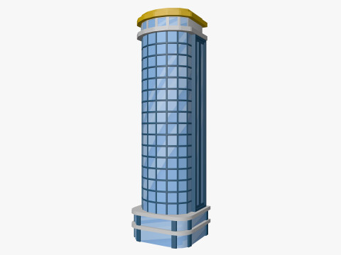 Cartoon skyscraper building 3 Low-poly 3D Model