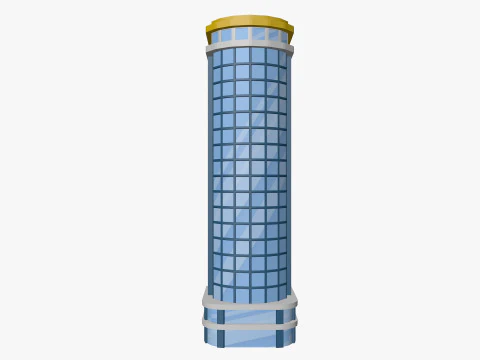 Cartoon skyscraper building 3 Low-poly 3D Model