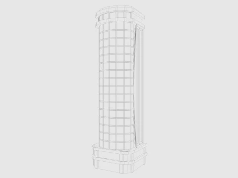 Cartoon skyscraper building 3 Low-poly 3D Model