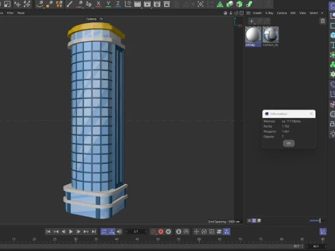 Cartoon skyscraper building 3 Low-poly 3D Model