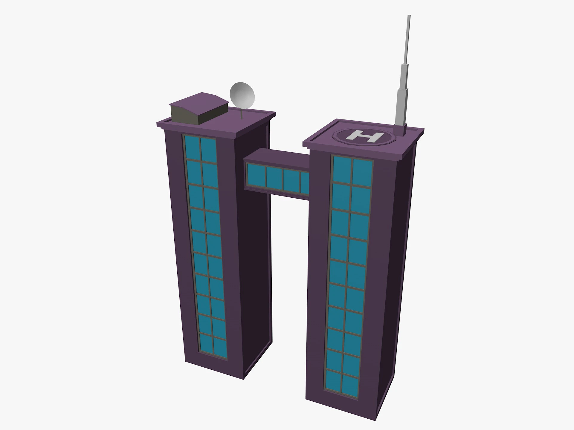 Cartoon skyscraper building 4 Low-poly 3D Model .c4d .max .obj .3ds .fbx .stl .blend 