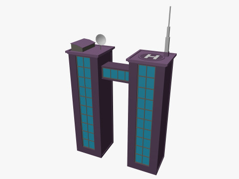 Cartoon skyscraper building 4 Low-poly Modelo 3D